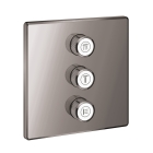 Внешняя часть переключателя потоков GROHE Grohtherm SmartControl на 3 положения, квадратная, темный графит глянец (29127A00)