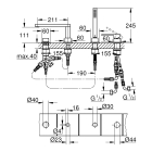 Смеситель для ванны GROHE Plus на 4 отверстия, на край ванны, суперсталь (29307DC3)