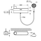 Душевой набор GROHE Purefoam, 2 режима, 1750 мм, 7,6 л/мин, хром (1050740000)