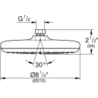 Верхний душ GROHE Tempesta 210, 6.6 л/мин, 1 режим, никель матовый (26409EN0)