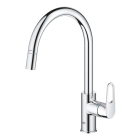 Смеситель для кухонной мойки GROHE BauFlow с вытяжным изливом, хром (30549000)