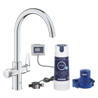 Смеситель для кухонной мойки GROHE Blue Pure BauCurve с функцией фильтрации, с фильтром в комплекте, хром (30581000)