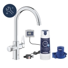 Смеситель для кухонной мойки GROHE Blue Pure BauCurve с функцией фильтрации, с фильтром в комплекте, хром (30581000)