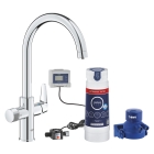 Смеситель для кухонной мойки GROHE Blue Pure BauCurve с функцией фильтрации, с фильтром UltraSafe в комплекте, хром (30582000)