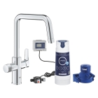 Смеситель для кухонной мойки GROHE Blue Pure Eurosmart с функцией фильтрации, с фильтром в комплекте, хром (30584000)