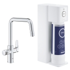 Смеситель для кухонной мойки GROHE Blue Pure Eurosmart с функцией фильтрации, с фильтром обратного осмоса в комплекте, хром (30586000)