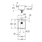 Мойка GROHE K700 с одной чашей, 400 x 500 мм, черный гранит (31650AP0)