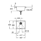 Мойка GROHE K700U с одной чашей, 457 x 406 мм, черный гранит (31653AP0)