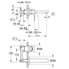 Смеситель для раковины GROHE BauEdge в комплекте с монтажной частью, хром (20474000)