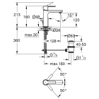 Смеситель для раковины GROHE Lineare с донным клапаном, S-Size, темный графит матовый (32114AL1)