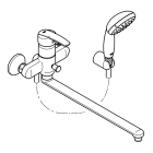 Смеситель для ванны GROHE Multiform универсальный, с душевым гарнитуром, хром (3270800A/U) (УЦЕНКА - Вмятины на изливе)