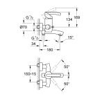 Смеситель для ванны GROHE Tenso, настенный монтаж, хром (33349000)