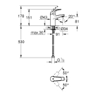 Смеситель для раковины GROHE BauCurve, хром (32848000)