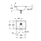 Мойка GROHE K700U с одной чашей, 533 x 457 мм, серый гранит (31654AT0)
