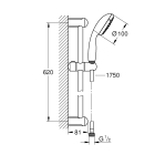 Душевой гарнитур GROHE Tempesta 100, 3 режима струи, душевая штанга 600 мм, 9,5 л/мин, хром (27794001)