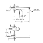 Внешняя часть смесителя для раковины GROHE Eurosmart на 2 отверстия, M-Size, хром (29338003)