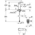 Смеситель для раковины GROHE Cubeo с донным клапаном, M-size, черный матовый (1017572430)