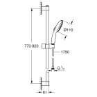 Душевой гарнитур GROHE Tempesta 110, 2 режима, 1750 мм, 7,4 л/мин, черный матовый (261632433)