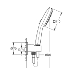 Душевой набор GROHE Tempesta Cube 110, 3 режима, 1500 мм, 7,4 л/мин, черный матовый (269102433)