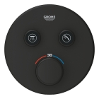Внешняя часть термостата для ванны и душа GROHE Grohtherm SmartControl на 2 потребителя, круглая, фантомный черный (29507KF0)