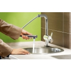 Смеситель для кухни GROHE Minta с вытяжным L-изливом, суперсталь (32168DC0)