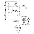 Смеситель для раковины однорычажный 1/2" GROHE Swift M-Size, хром (24326001)