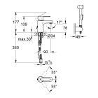 Смеситель для раковины GROHE Get с цепочкой и гигиеническим душем, хром (23238000)