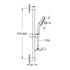 Душевой гарнитур GROHE Tempesta Cube 110, 2 режима струи, душевая штанга 600 мм, 7,4 л/мин, хром (26904003)