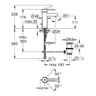 Смеситель для раковины GROHE Essence с донным клапаном, S-size, хром (24175001)