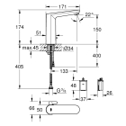 Смеситель для раковины GROHE Eurosmart Cosmopolitan E инфракрасный, L-size, хром (36422001)