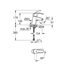 Смеситель для раковины GROHE Eurosmart с энергосберегающим картриджем, S-size, хром (32154002)