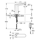 Смеситель для раковины GROHE Eurosmart Cosmopolitan E инфракрасный, L-size, хром (36421001)