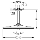 Верхний душ GROHE Rainshower Mono 310, 9,5 л/мин, 1 режим, 142 мм, фантомный черный (22122KF0)