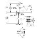 Смеситель для раковины GROHE Start с донным клапаном, M-Size, матовый черный (235752432)