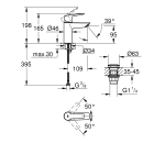 Смеситель для раковины GROHE Start с донным клапаном, S-Size, матовый черный (235502432)