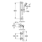 Термостат для душа GROHE Grohtherm 800 Cosmopolitan с душевым гарнитуром, хром (34768000)