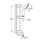 Душевой гарнитур GROHE Tempesta 100, 4 режима струи, душевая штанга 600 мм, 9,5 л/мин, хром (27795001)