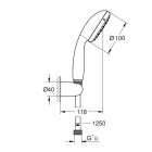 Душевой набор GROHE Tempesta 100, 2 режима, 1250 мм, 5,6 л/мин, хром (2779810E)