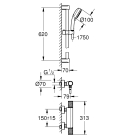 Термостат для душа GROHE Grohtherm 1000 Performance с душевым гарнитуром, хром (34783000)
