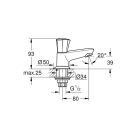 Кран для раковины GROHE Costa L, без функции смешивания, хром (20404001)