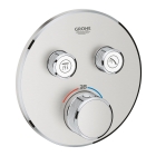 Внешняя часть термостата для ванны и душа GROHE Grohtherm SmartControl на 2 потребителя, круглая, суперсталь (29119DC0)