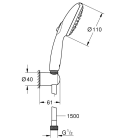 Душевой набор GROHE Tempesta 110, 3 режима, 1500 мм, 7,4 л/мин, хром (26920003)