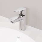 Смеситель для раковины GROHE BauEdge с ограничителем температуры и рычажным донным клапаном, M-Size, хром (23758001)