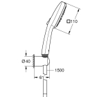 Душевой набор GROHE Tempesta Cube 110, 3 режима, 1500 мм, 7,4 л/мин, черный матовый (275882433)
