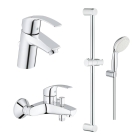 Комплект смесителей для ванной комнаты GROHE Eurosmart с душевым гарнитуром и дополнительным держателем, хром (NB0058)