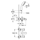 Смеситель для ванны GROHE Costa L с душевым гарнитуром, хром (2546010A)