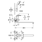 Смеситель для раковины GROHE Multiform с душевым гарнитуром, хром (32708000)