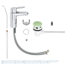 Смеситель для раковины GROHE Start Edge с донным клапаном, хром (23342000)