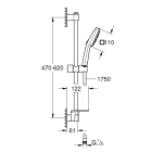 Душевой гарнитур GROHE Tempesta Cube 110 с мыльницей, 3 режима струи, душевая штанга 600 мм, 13,5 л/мин, хром (27929003)