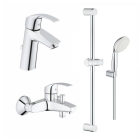 Комплект смесителей для ванной комнаты GROHE Eurosmart с душевым гарнитуром и дополнительным держателем, хром (NB0059)